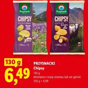 Przysnacki Chipsy śmietana z nutą czosnku lub ser górski