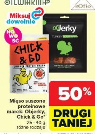 Mięso suszone proteinowe marek: Objerky, Chick & Go