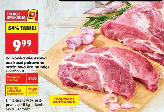 Karkówka wieprzowa bez kości pakowana próżniowo Kraina Mięs