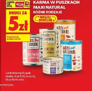 Karma w puszkach Maxi Natural różne rodzaje