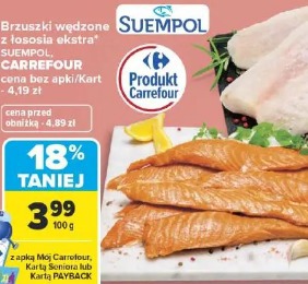Brzuszki wędzone z łososia ekstra Suempol Carrefour
