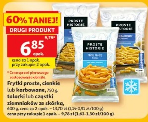 Frytki proste, cienkie lub karbowane, talarki lub cząstki ziemniaków ze skórką Proste Historie