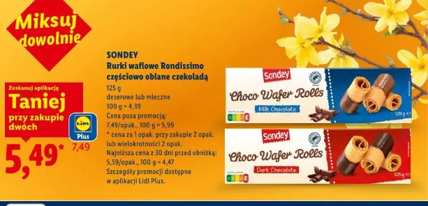 Sondey Rurki waflowe Rondissimo częściowo oblane czekoladą