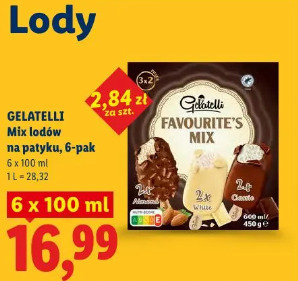 Gelatelli Mix lodów na patyku, 6-pak