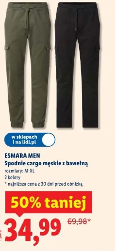 Esmara Men Spodnie cargo męskie z bawełny