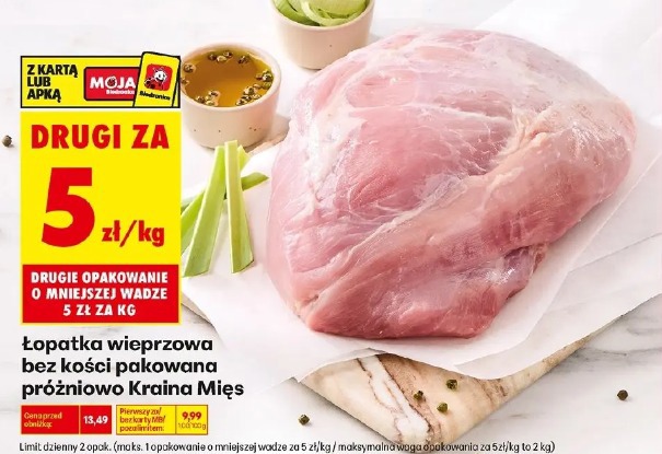 Łopatka wieprzowa bez kości pakowana próżniowo Kraina Mięs