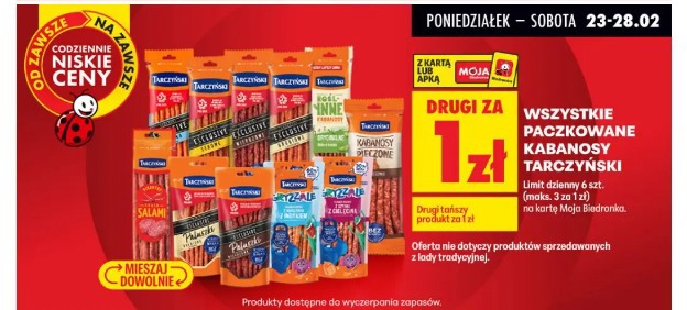 Wszystkie paczkowane kabanosy Tarczyński