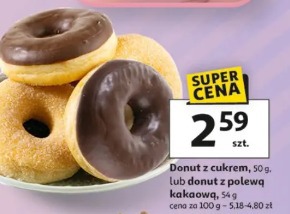Donut z cukrem lub donut z polewą kakaową