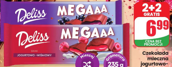 Czekolada mleczna jogurtowo-owocowa Deliss