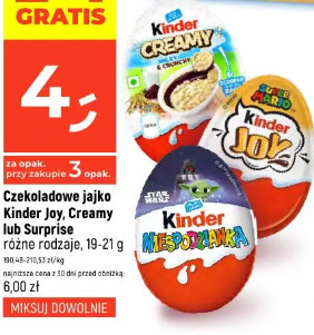 Czekoladowe jajko Kinder Joy, Creamy lub Surprise różne rodzaje