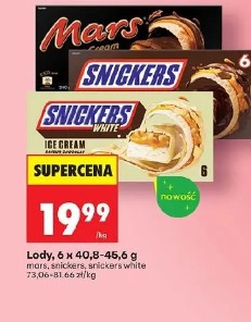 Lody, mars, snickers, snickers white