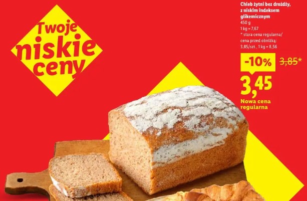 Chleb żytni bez drożdży, z niskim indeksem glikemicznym