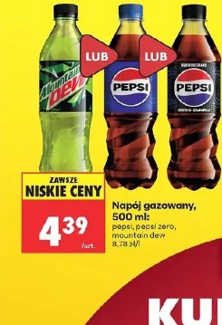 Napój gazowany, 500 ml: pepsi, pepsi zero, mountain dew