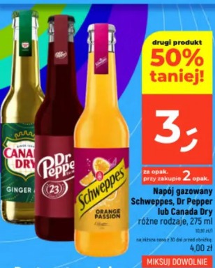 Napój gazowany Schweppes, Dr Pepper lub Canada Dry
