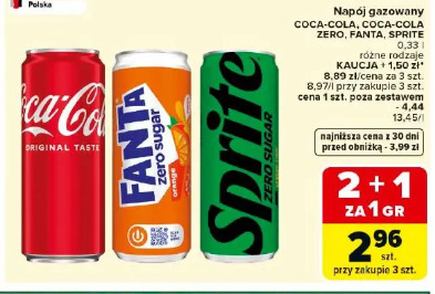 Napój gazowany Coca-Cola, Coca-Cola Zero, Fanta, Sprite