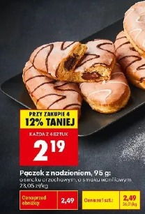Pączek z nadzieniem, osmaku orzechowym, o smaku waniliowym