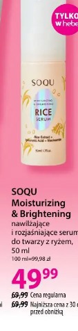 SOQU Moisturizing & Brightening nawilżające i rozjaśniające serum do twarzy z ryżem