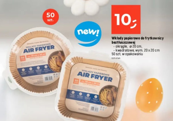 Wkłady papierowe do frytkownicy beztłuszczowej