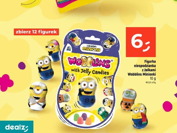 Figurka niespodzianka z żelkami Wobblins Minionki