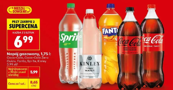 Napój gazowany Coca-Cola, Coca-Cola Zero Cukru, Fanta, Sprite, Kinley
