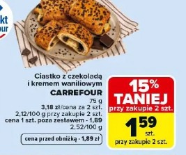 Ciastko z czekoladą i kremem waniliowym Carrefour