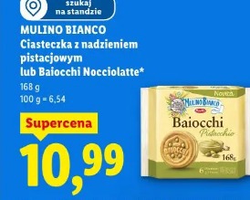 Mulino Bianco Ciasteczka z nadzieniem pistacjowym lub Baiocchi Nocciolate