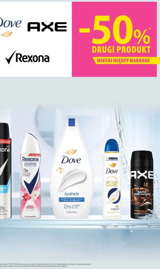 Dove, Axe, Rexona drugi produkt -50%
