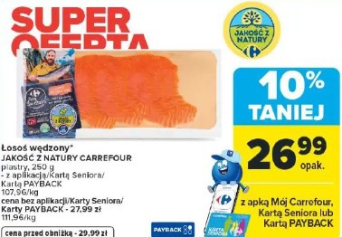Łosoś wędzony JAKOŚĆ Z NATURY CARREFOUR plastry