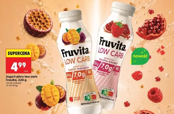 Fruvita low carb jogurt pitny malina-granat