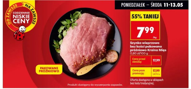 Szynka wieprzowa bez kości pakowana próżniowo Kraina Mięs