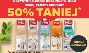 Wszystkie napoje roślinne 1 l Inka drugi, tańszy produkt 50% taniej