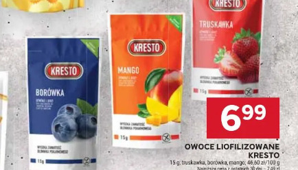 Owoce liofilizowane Kresto truskawka, borówka, mango