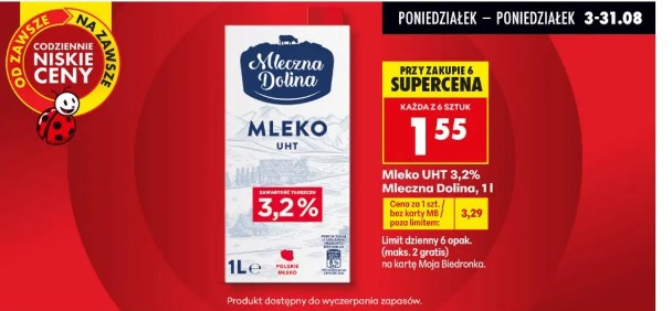 Mleko UHT 3,2% Mleczna Dolina, 1 l