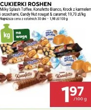 Cukierki Roshen Milky Splash Toffee, Konafetto Bianco, Krock z karmelem i orzechami, Candy Nut nougat o smaku toffi z karmelem