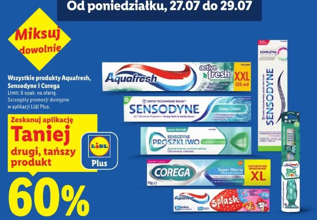 Wszystkie produkty Aquafresh, Sensodyne i Corega