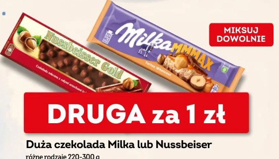 Duża czekolada Milka lub Nussbeiser