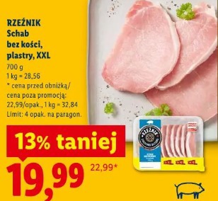 Rzeźnik schab bez kości plastry XXL