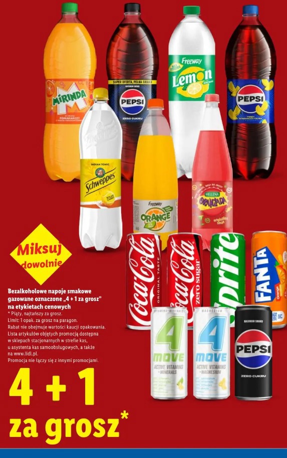 Bezkoholowe napoje smakowe gazowane 4+1 za grosz