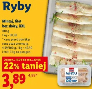 Mintaj, filet bez skóry, XXL