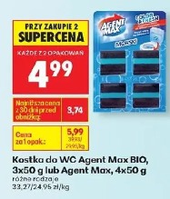 Kostka do WC Agent Max BIO, 3x50 g lub Agent Max, 4x50 g