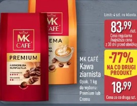 MK Café Kawa ziarnista Premium lub Crema