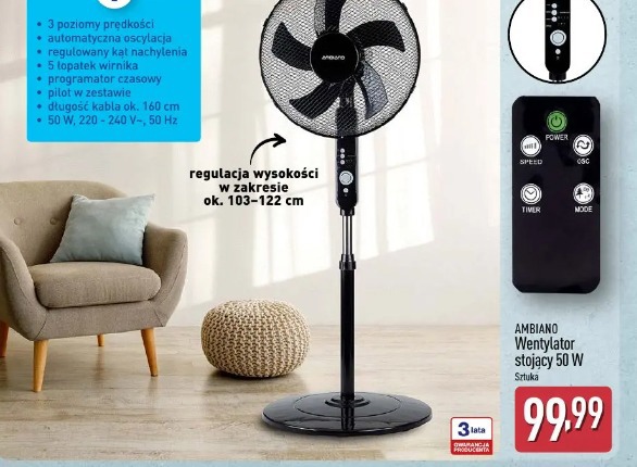 Wentylator stojący 50W