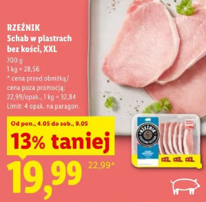 Rzeźnik Schab w plastrach bez kości, XXL