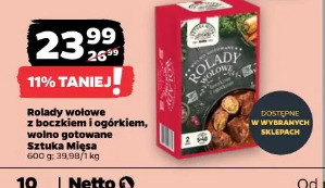 Rolady wołowe z boczkiem i ogórkiem, wolno gotowane Sztuka Mięsa