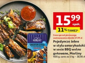 Pojedyncze żebra w stylu amerykańskim w sosie BBQ wolno gotowane Morliny