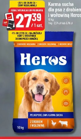 Karma sucha dla psa z drobiem i wołowiną Heros