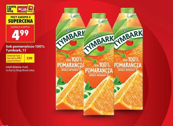 Sok pomarańcza 100% Tymbark