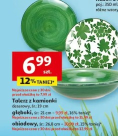 Talerz z kamionki deserowy, głęboki, obiadowy