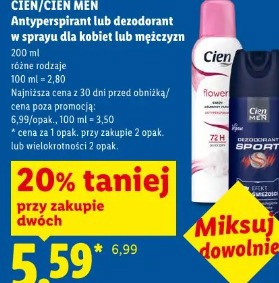 Cien/Cien Men antyperspirant lub dezodorant w sprayu dla kobiet lub mężczyzn
