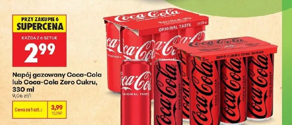 Coca-Cola napój gazowany lub Coca-Cola Zero Cukru